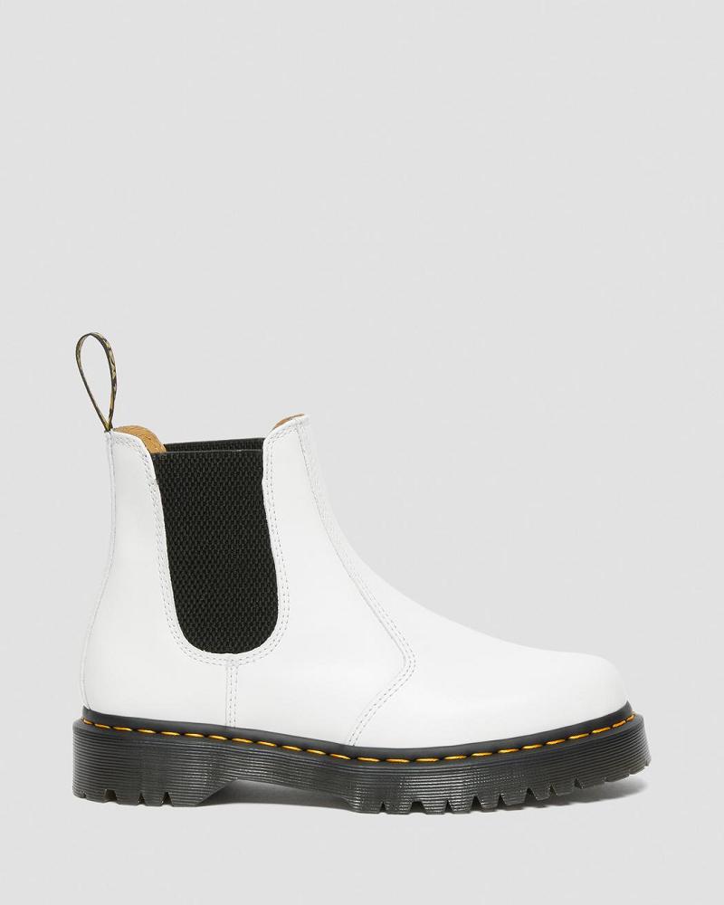 White Men's Dr Martens 2976 Bex Smooth Leather Ankle Boots | CA 418AHK